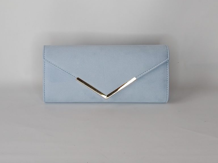 Valentina - Baby blue faux suede clutch bag - Karen Edell Millinery