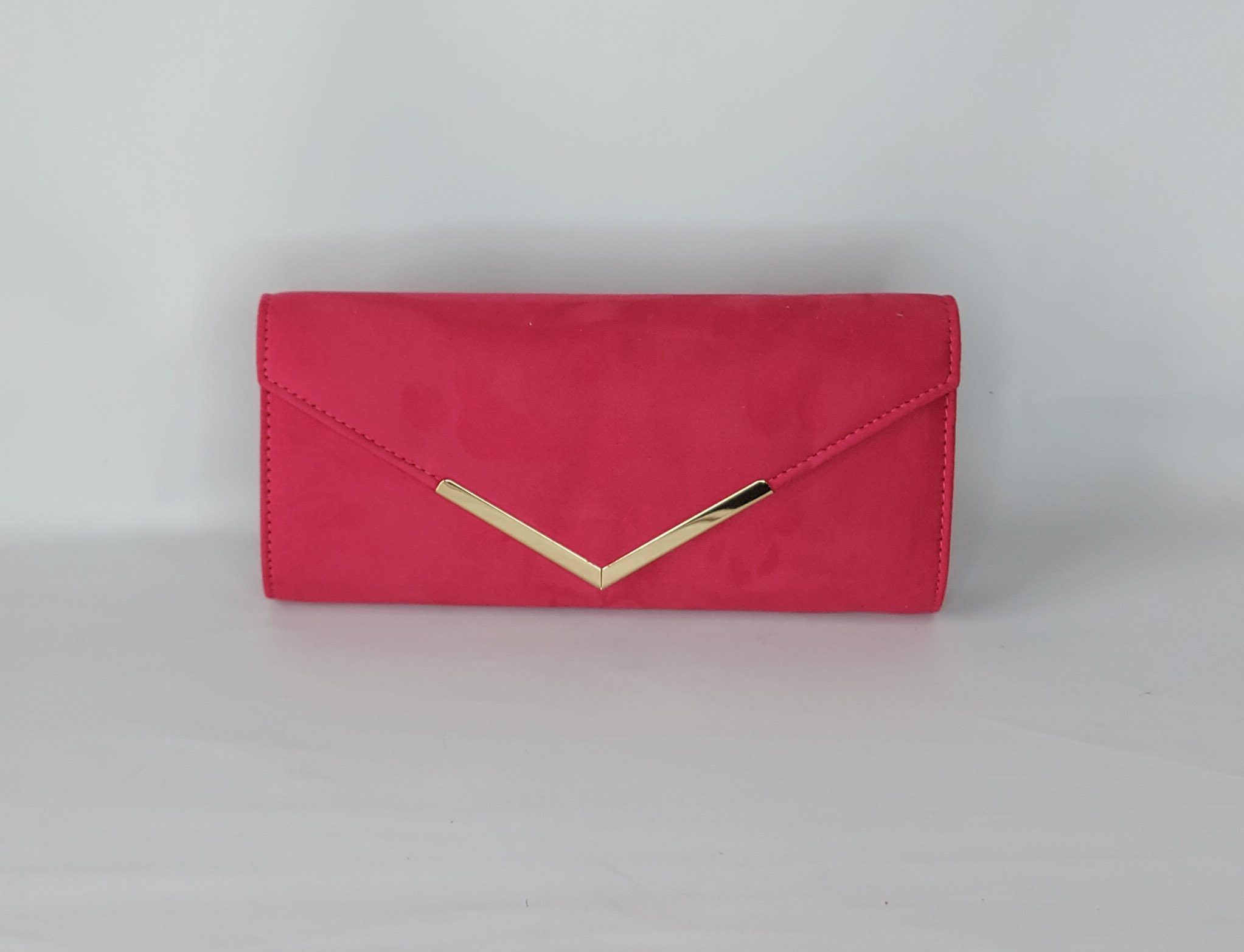Pammy - Cerise pink faux suede clutch bag - Karen Edell Millinery