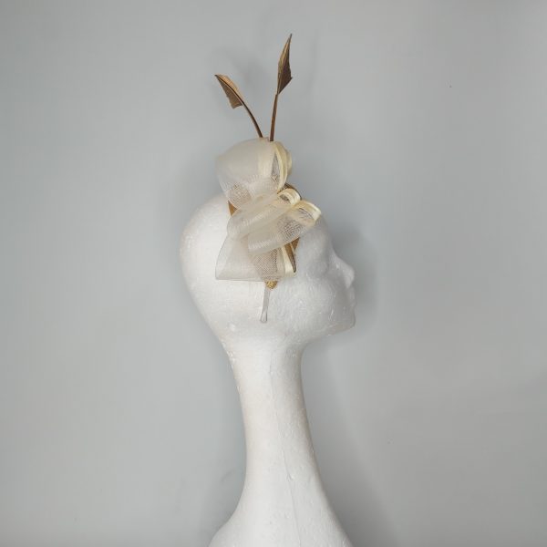Dana - Cream and gold fascinator - Image 2
