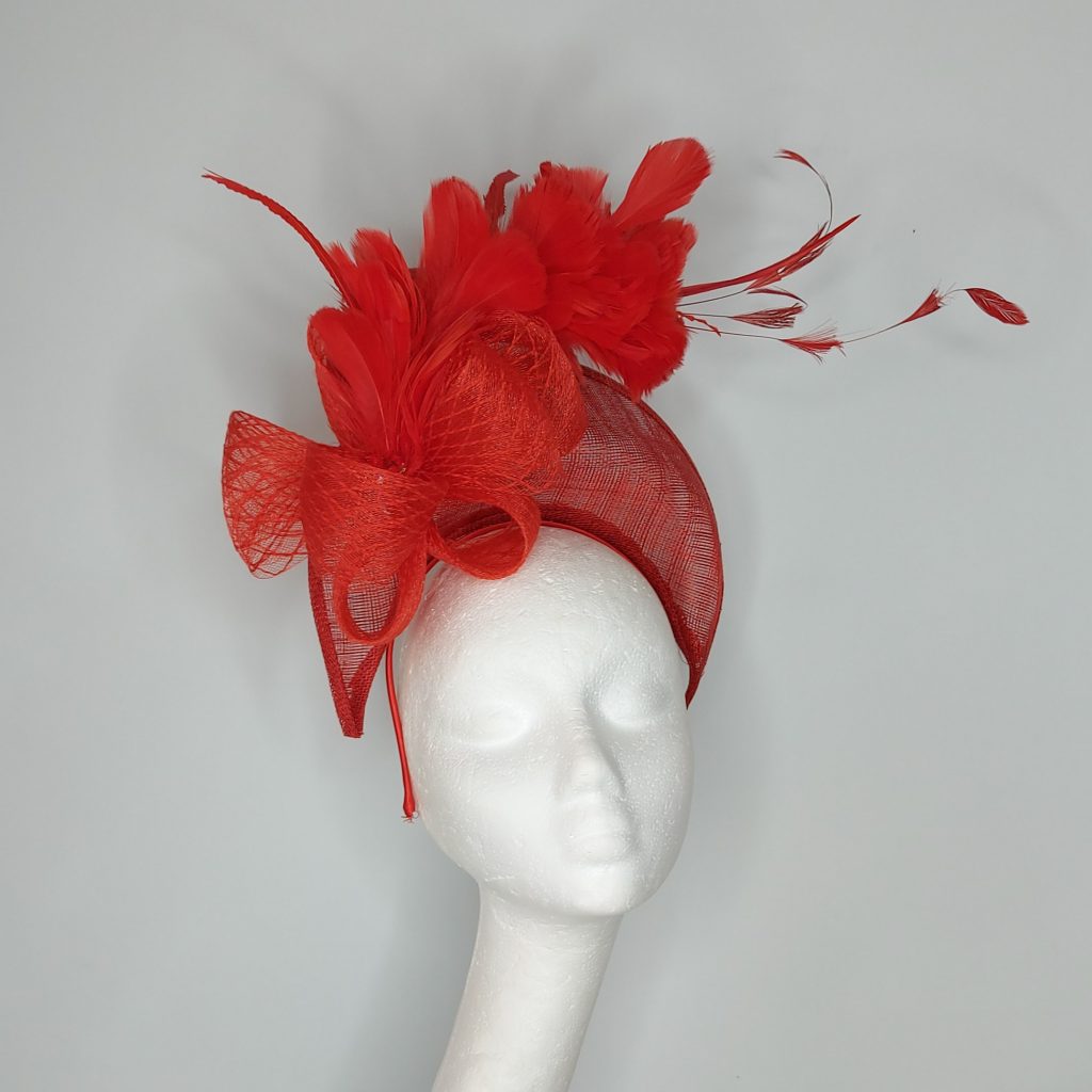 Sandrina - Red halo crown fascinator - Karen Edell Millinery