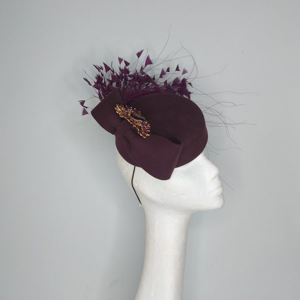 VIRGINIA -  Maroon and purple pill box fascinator. SAMPLE SALE - Image 5