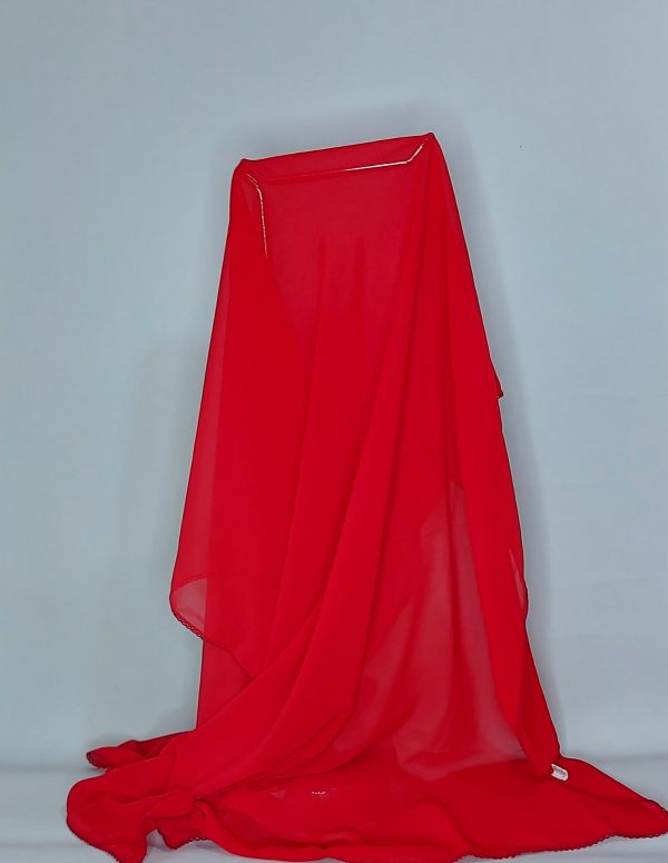 ZAINA - Red chiffon pashmina wrap scarf