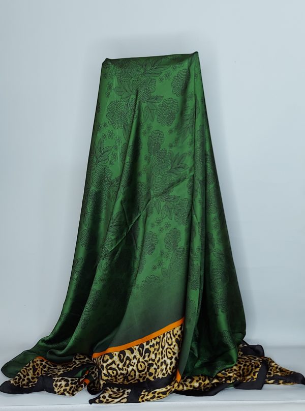 Raven - Emerald Green And Leopard Print Pashmina Wrap Scarf - Karen 