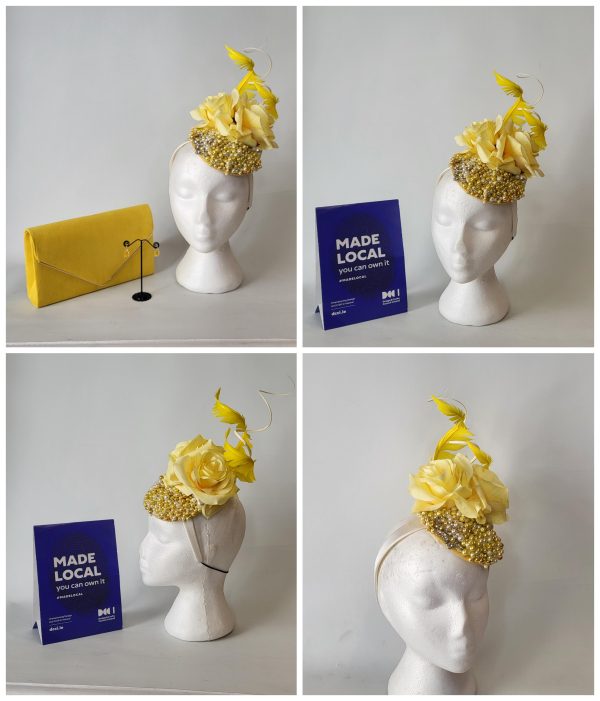 WHITNEY - LEMON, IVORY AND YELLOW FASCINATOR