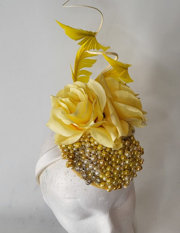 WHITNEY - LEMON, IVORY AND YELLOW FASCINATOR - Image 2