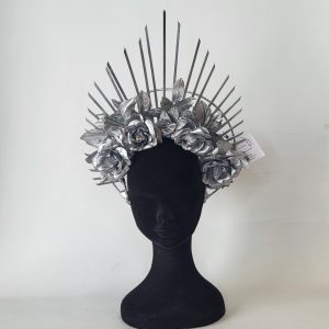 ANTHEA - SILVER HALO CROWN FASCINATOR