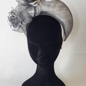 ABELIA - METALIC SILVER HALO FASCINATOR