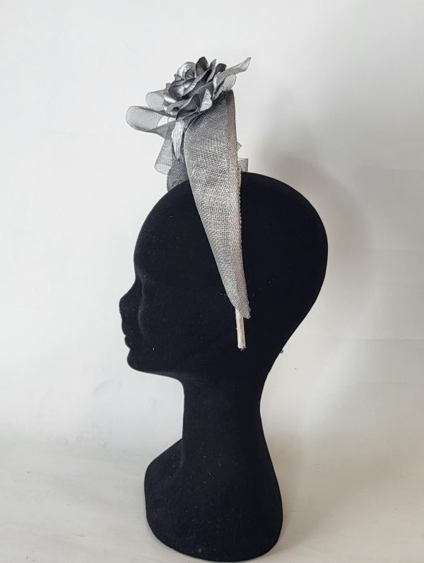 ABELIA - METALIC SILVER HALO FASCINATOR - Image 2