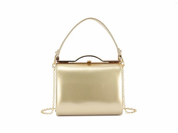 DARWIN -  GOLD PATENT BOX BAG WITH GRAB HANDLE