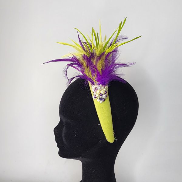 FELICITY - LIME GREEN AND PURPLE HAIRBAND FASCINATOR - Image 2