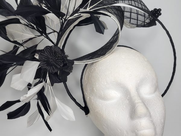 CHERISH - BLACK AND IVORY HALO CROWN FASCINATOR - Image 3