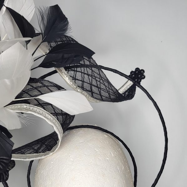 CHERISH - BLACK AND IVORY HALO CROWN FASCINATOR - Image 2
