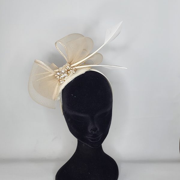 HALLIE - IVORY, CREAM AND ROSE GOLD FASCINATOR