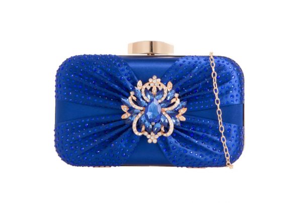 NIKKI - ROYAL BLUE AND GOLD BOX CLUTCH