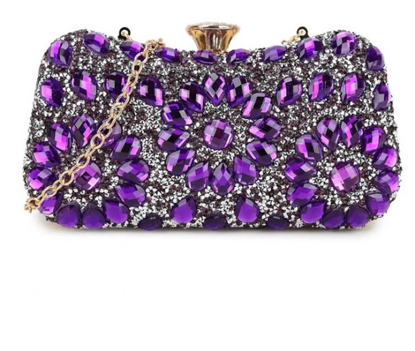 DELPHINE - CADBURY PURPLE RHINESTONE CLUTCH BAG