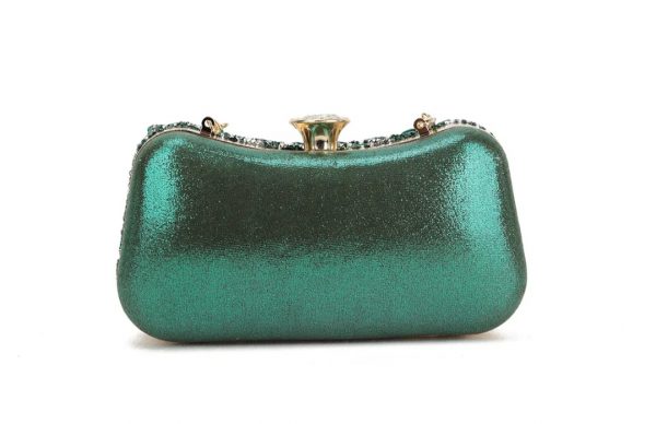 TABATHA - EMERALD GREEN RHINESTONE CLUTCH BAG - Image 2