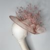 ANNALISE - PALEST PINK DISH FASCINATOR  WITH RHINESTON BROOCH  (EX HIRE) - Image 3