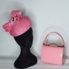 ADA - CERISE PINK AND BABY PINK SLOPED FASCINATOR EX HIRE
