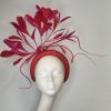 LAURETTA - RED AND FUCHSIA PINK HAIRBAND FASCINATOR ( EX HIRE) - Image 6