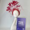 LAURETTA - RED AND FUCHSIA PINK HAIRBAND FASCINATOR ( EX HIRE) - Image 4