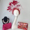 LAURETTA - RED AND FUCHSIA PINK HAIRBAND FASCINATOR ( EX HIRE) - Image 3