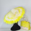 JEANNA  - LIMONCELLO YELLOW AND IVORY FEATHER BRIM FASCINATOR  EX HIRE