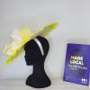 JEANNA  - LIMONCELLO YELLOW AND IVORY FEATHER BRIM FASCINATOR  EX HIRE - Image 2