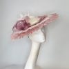 BLAKE - DUSKY PINK AND IVORY FEATHER BRIM FASCAINATOR
