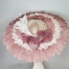 BLAKE - DUSKY PINK AND IVORY FEATHER BRIM FASCAINATOR - Image 4