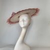 BLAKE - DUSKY PINK AND IVORY FEATHER BRIM FASCAINATOR - Image 2