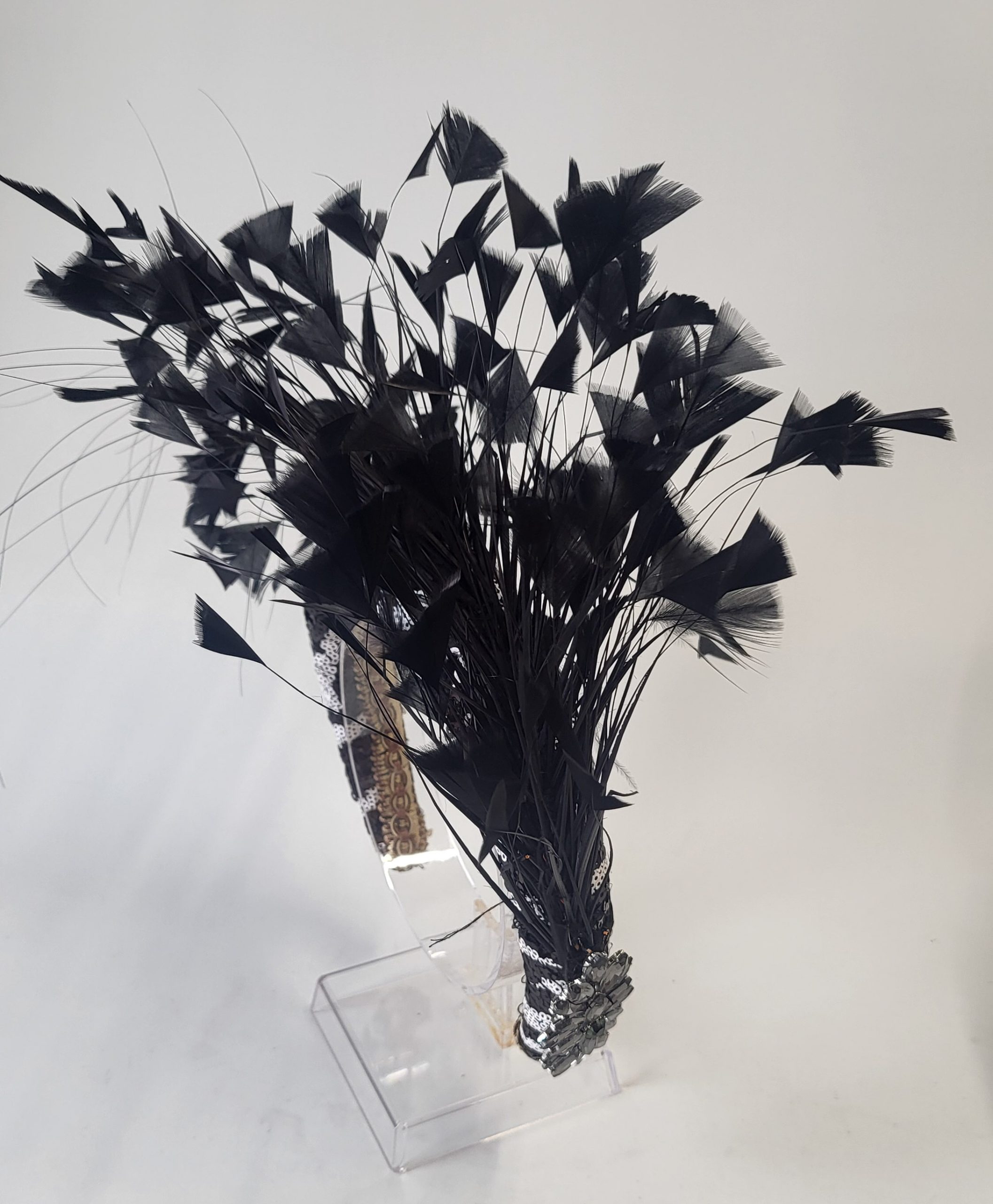SADIE - BLACK AND WHITE SEQUINED ZEBRA PRINT HAIRBAND FASCINATOR EX HIRE - Image 3