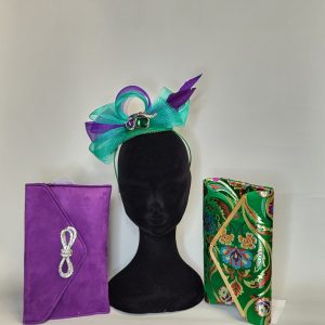LAILAS - EMERALD GREEN AND PURPLE FASCINATOR  ****** SAMPLE SALE