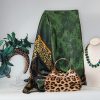 CASSIA - EMERALD GREEN, BOTTLE GREEN AND ANIMAL PRINT PASHMINA WRAP SHAWL - Image 2