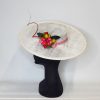 EMER - IVORY WHITE AND RED BOATER FASCINATOR - Image 5