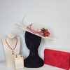 EMER - IVORY WHITE AND RED BOATER FASCINATOR - Image 2