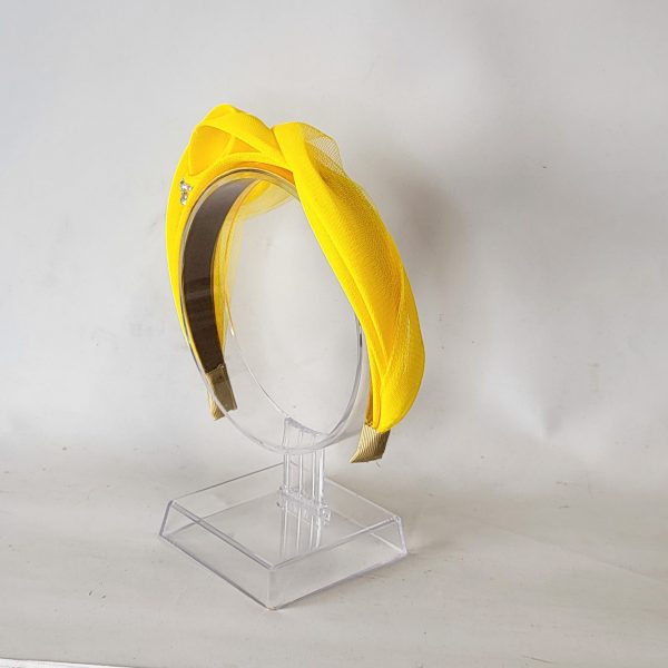 DELILAH - WARM YELLOW AND SILVER HAIRBAND FASCINATOR - Image 6