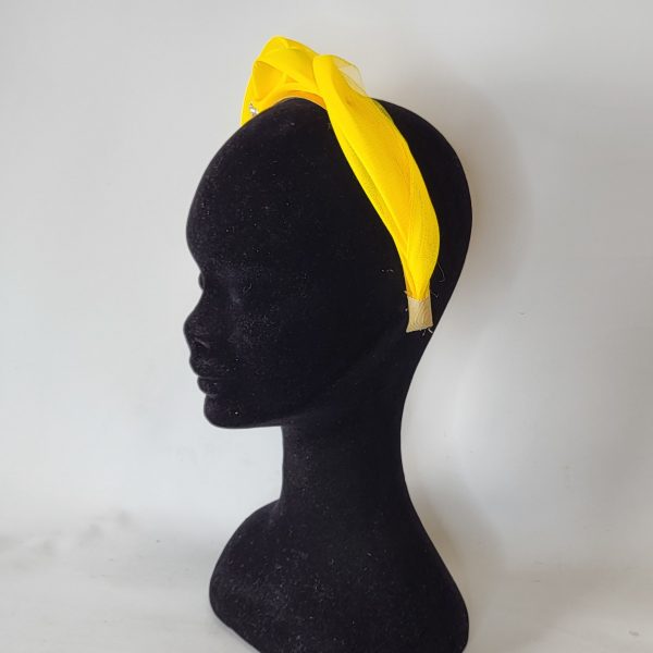 DELILAH - WARM YELLOW AND SILVER HAIRBAND FASCINATOR - Image 4