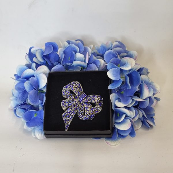 ELEANOR - ROYAL BLUE VINTAGE STYLE BOW BROOCH