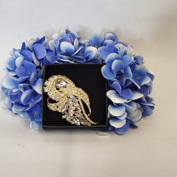 WILLOW -  GOLD AND DIAMONTE  RHINESTONE BROOCH