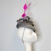 PENELOPE - GREY AND HOT PINK FASCINATOR - Image 6