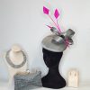 PENELOPE - GREY AND HOT PINK FASCINATOR - Image 4