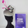 PENELOPE - GREY AND HOT PINK FASCINATOR - Image 2