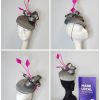 PENELOPE - GREY AND HOT PINK FASCINATOR
