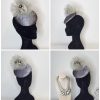 NATALIE - GREY VELVET AND PEARL FASCINATOR - SAMPLE SALE