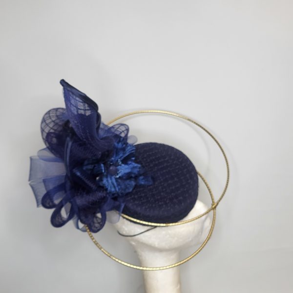 JESSY - NAVY AND GOLD PILLBOX FASCINATOR - Image 7