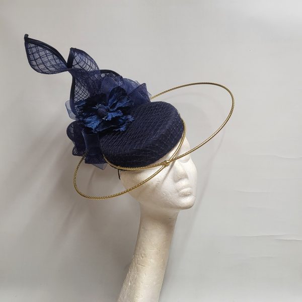 JESSY - NAVY AND GOLD PILLBOX FASCINATOR - Image 5