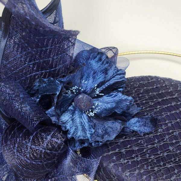 JESSY - NAVY AND GOLD PILLBOX FASCINATOR - Image 4