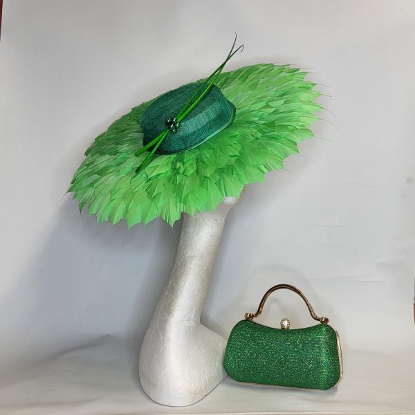REBEL - KELLY GREEN  BOATER FASCINATOR  EX HIRE SALE - Image 3
