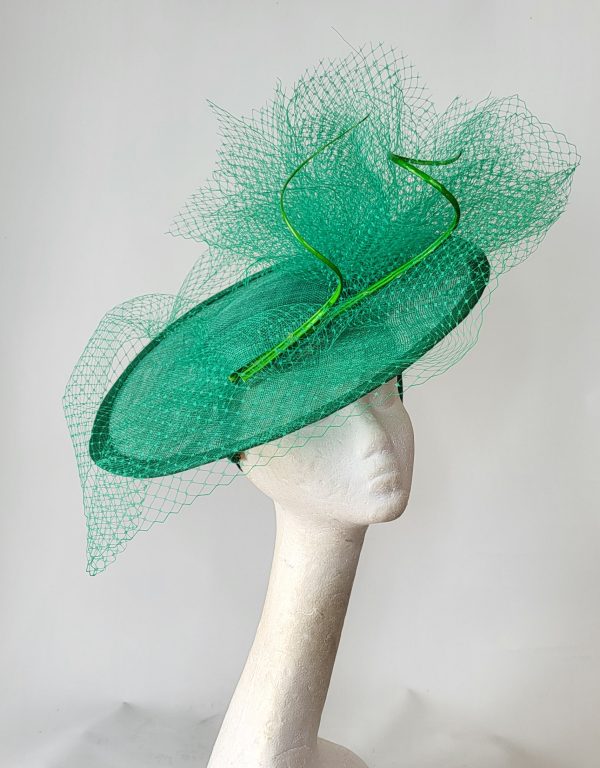 JOSIE - KELLY GREEN AND EMERALD GREEN DISH FASCINATOR - Image 6