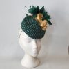 SHELLEY - BOTTLE GREEN AND GOLD PERCHER FASCINATOR - SAMPLE SALE - Image 3